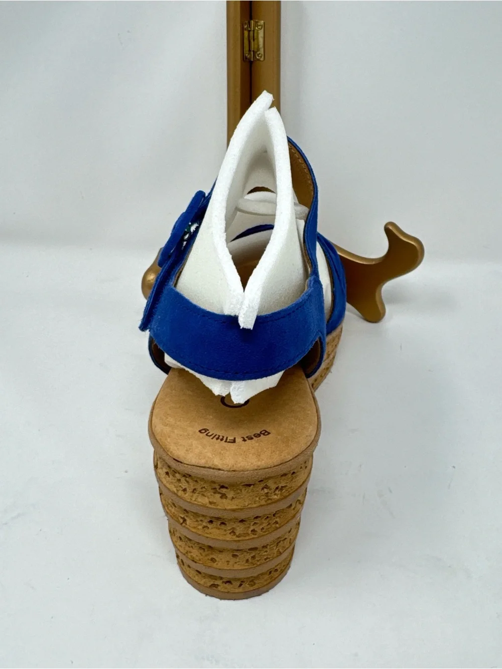Gabor Blue Sapphire Sand Wedge Sandals with Blue Suede Knot Detail.  5 1/2/US 8.